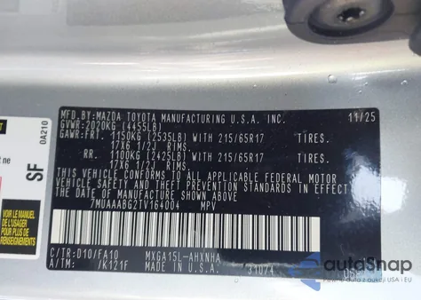 2026 Toyota Corolla Cross L from USA, damaged, VIN 7MUAAABG2TV164004